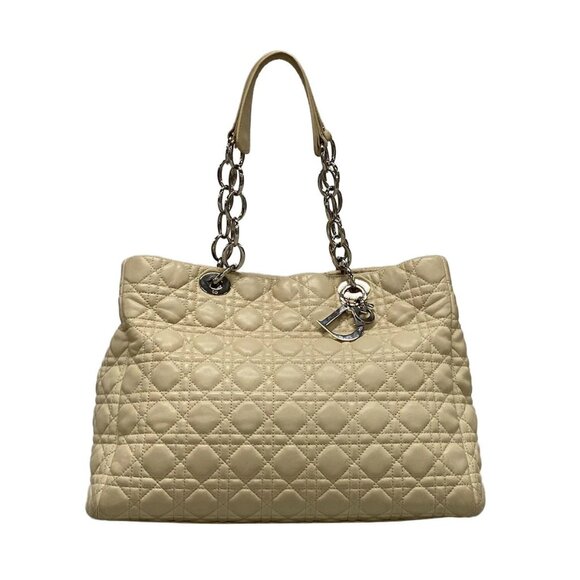 Dior Handbags - Auth DIOR/ChristianDior Cannage Stitch - Cream Leather Tote Bag